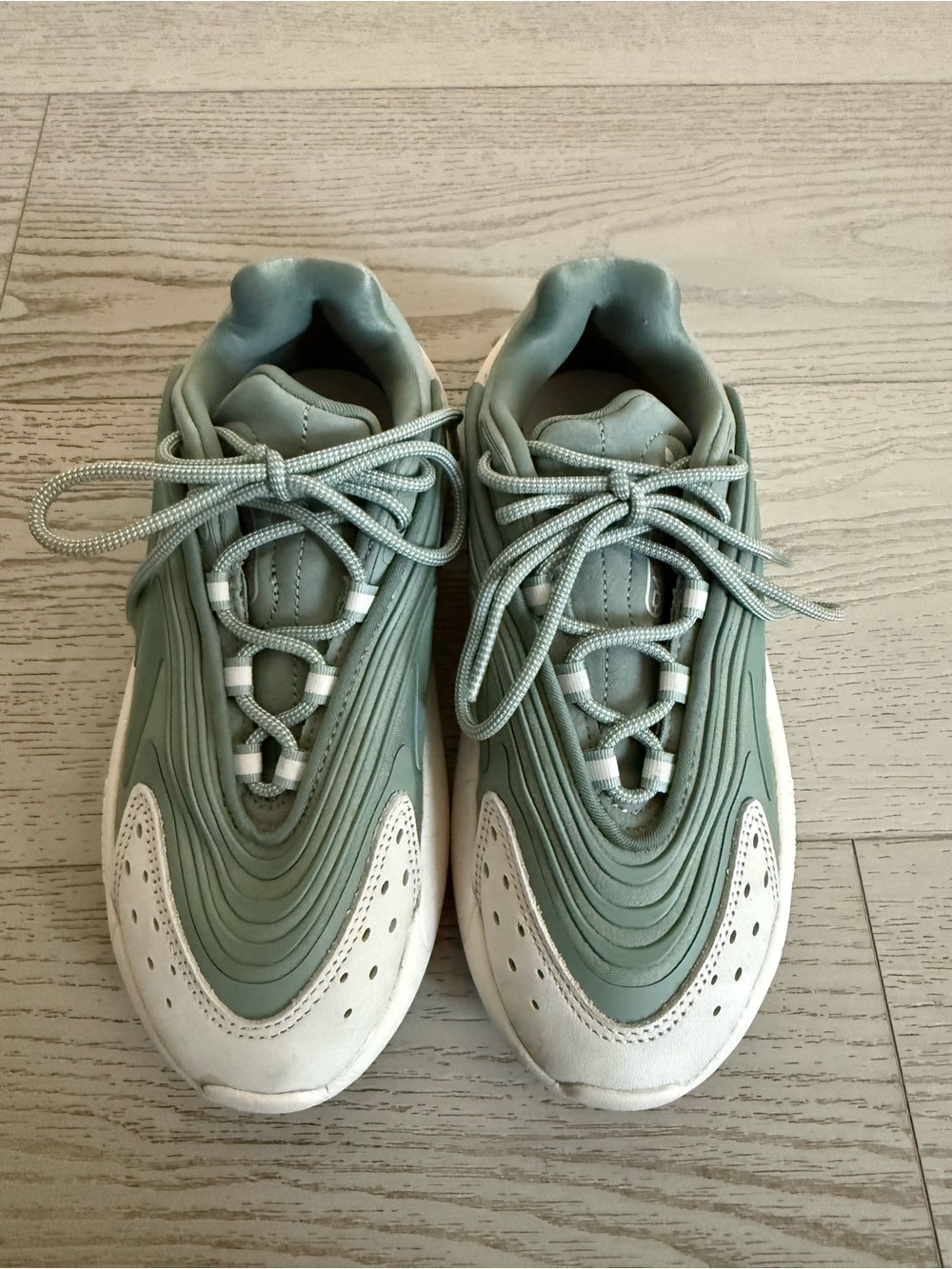 Adidas Mint Green and White Womens Athletic Sneakers